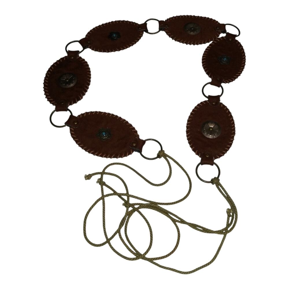 Bijoux Terner Brown Leather Concho Belt Western Boho